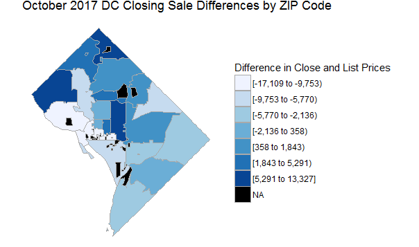 Choropleth Sales Difference by ZIP Code