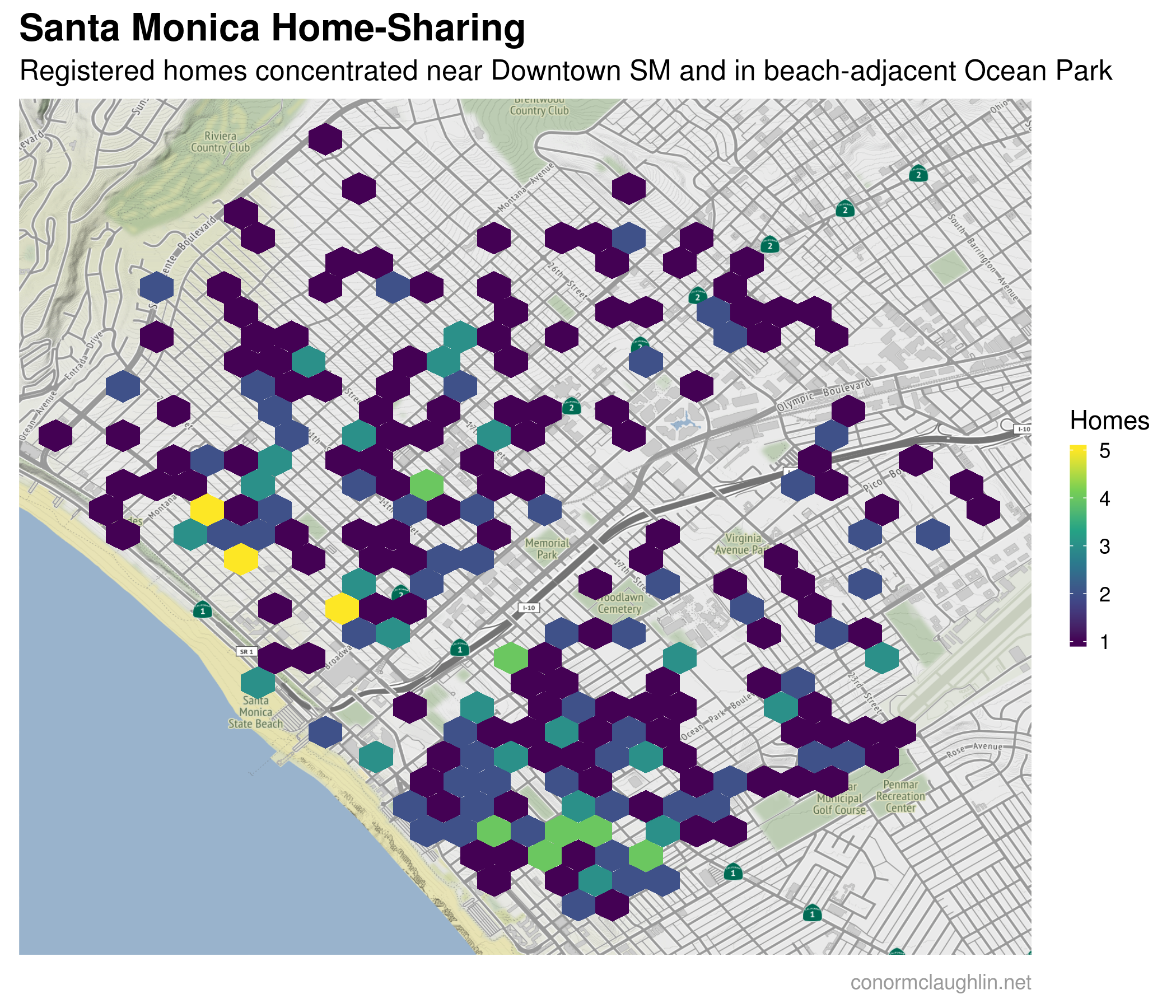 Santa Monica Homesharing Heatmap