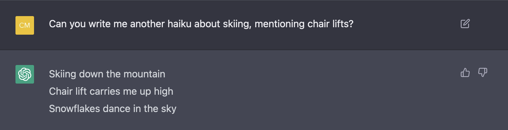 ChatGPT - Skiing Haiku 2
