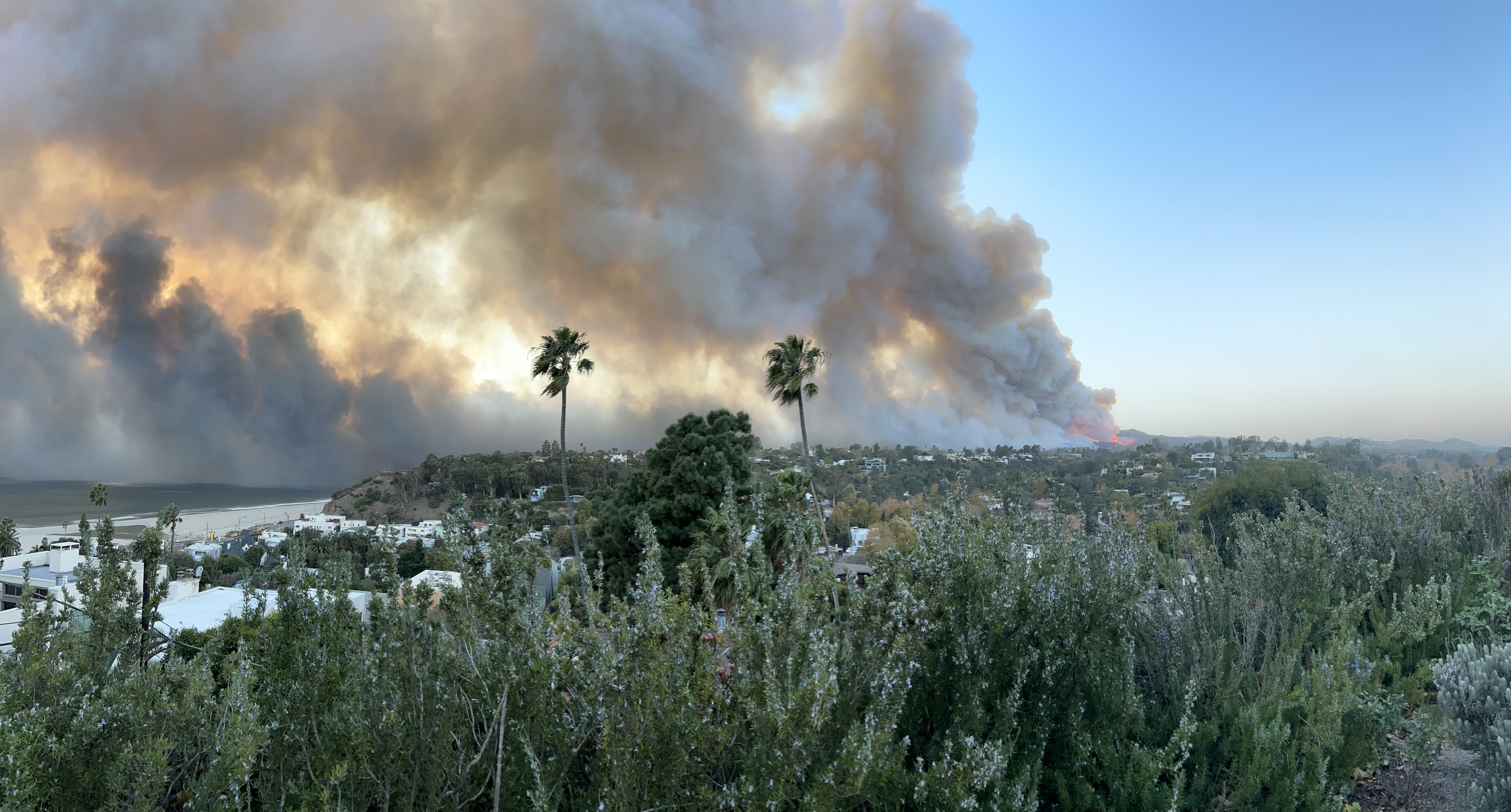 Wide Angle Photo of the Palisades fire from Santa Monica