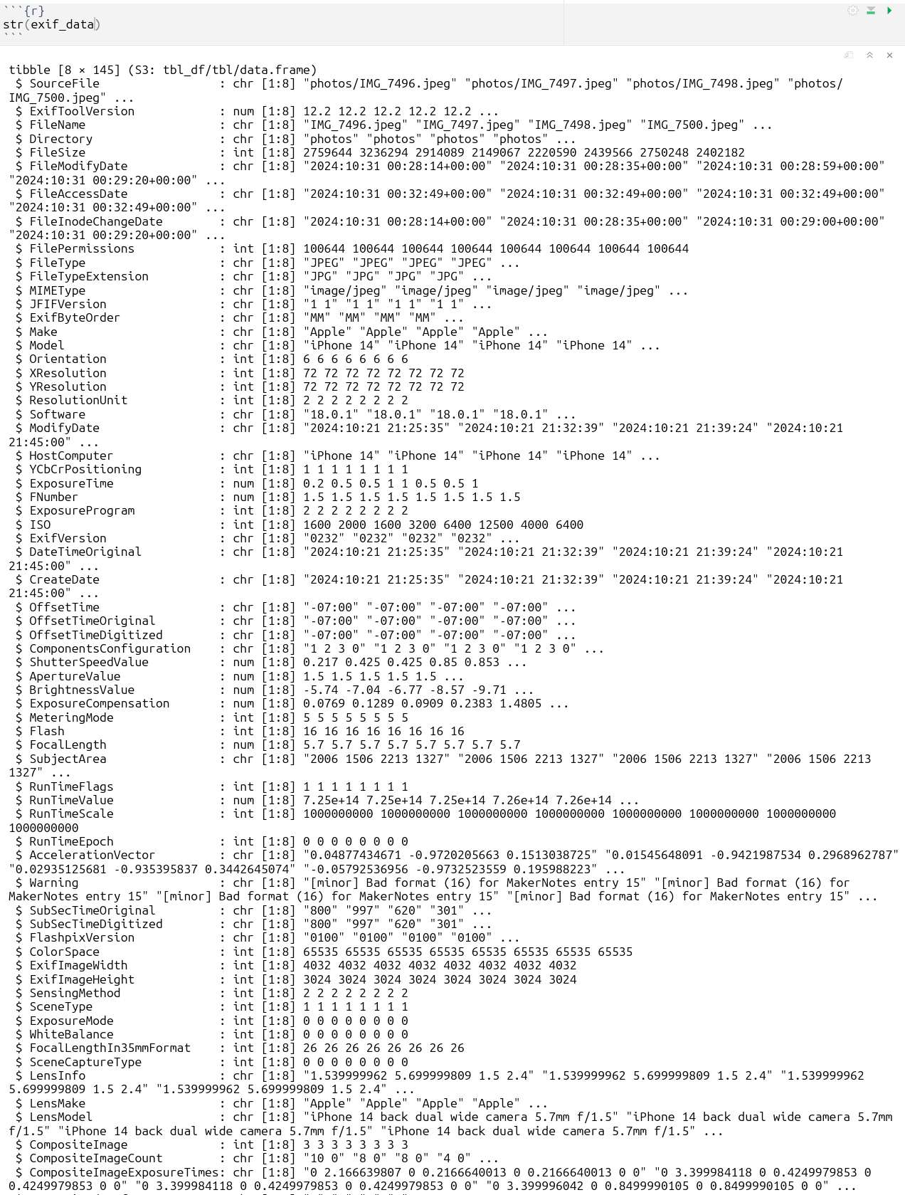EXIF Data Part 1