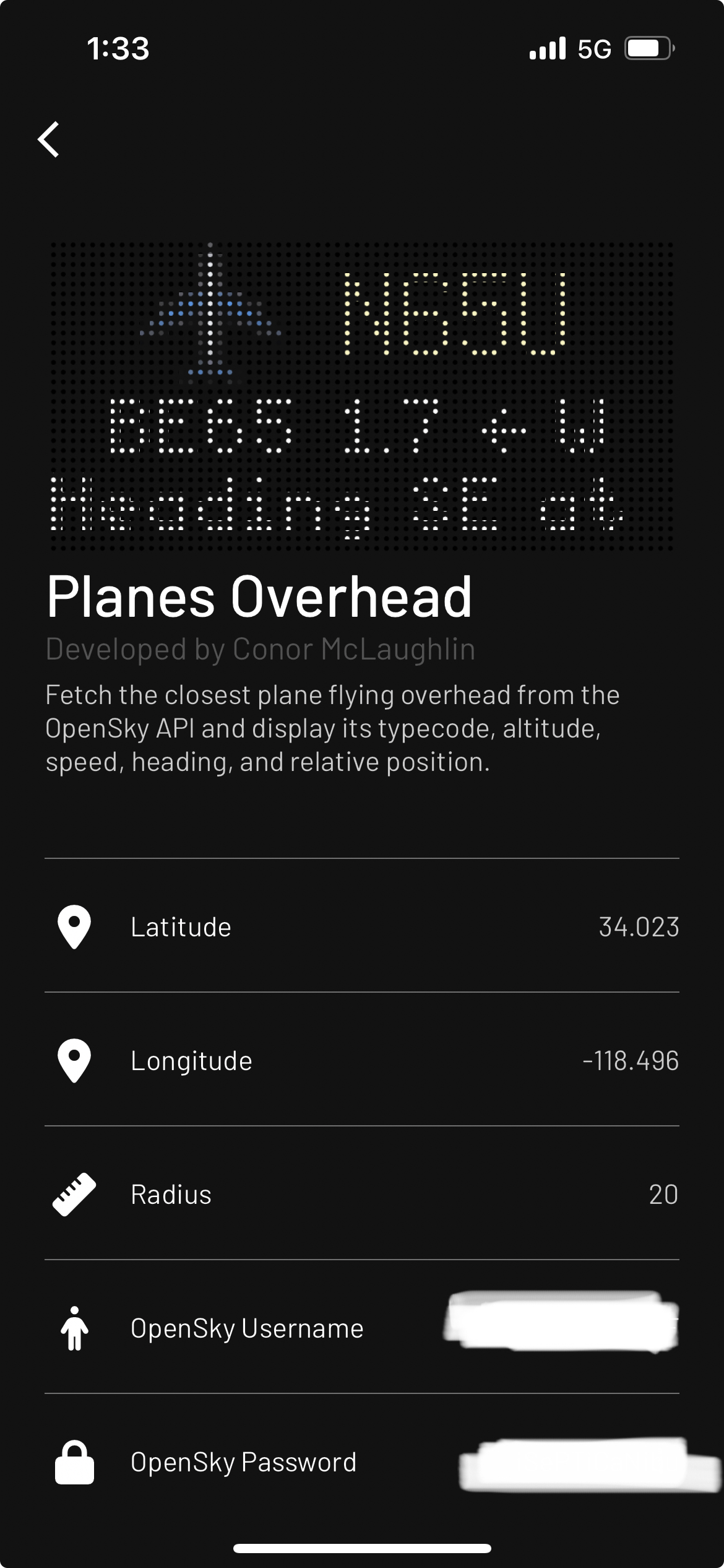 Tidbyt App Configuring Planes Overhead
